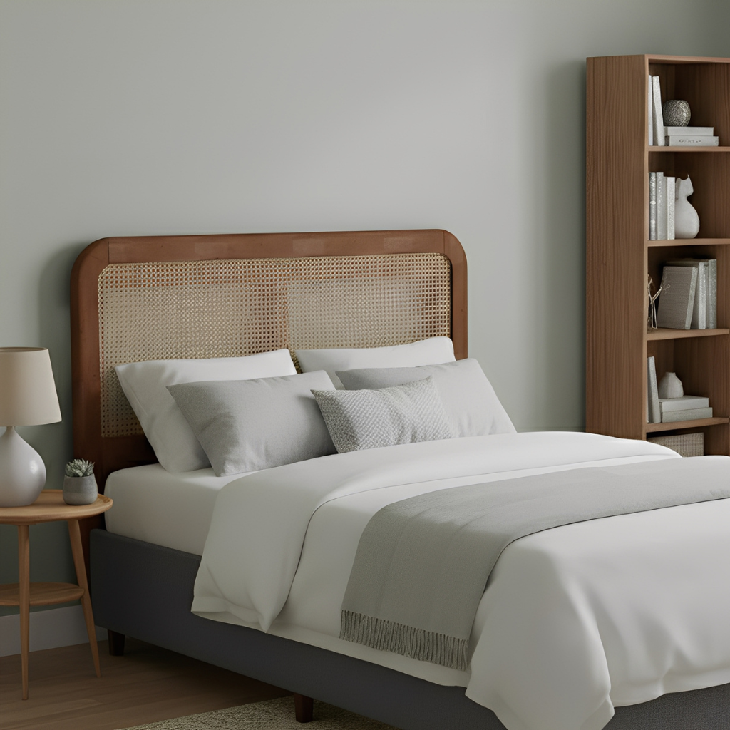 CABECEIRA DE CAMA MEYER RATTAN IMBUIA GLAZER QUEEN