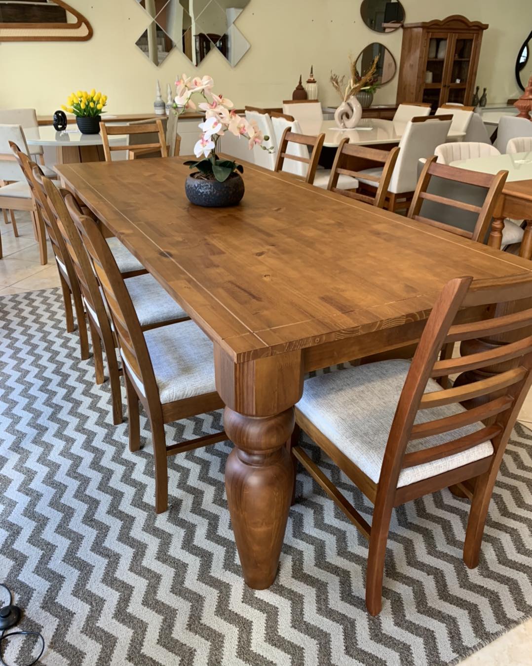 MESA PÉ TORNEADO MEYER IMBUIA GLAZER TAM 2.40 MT